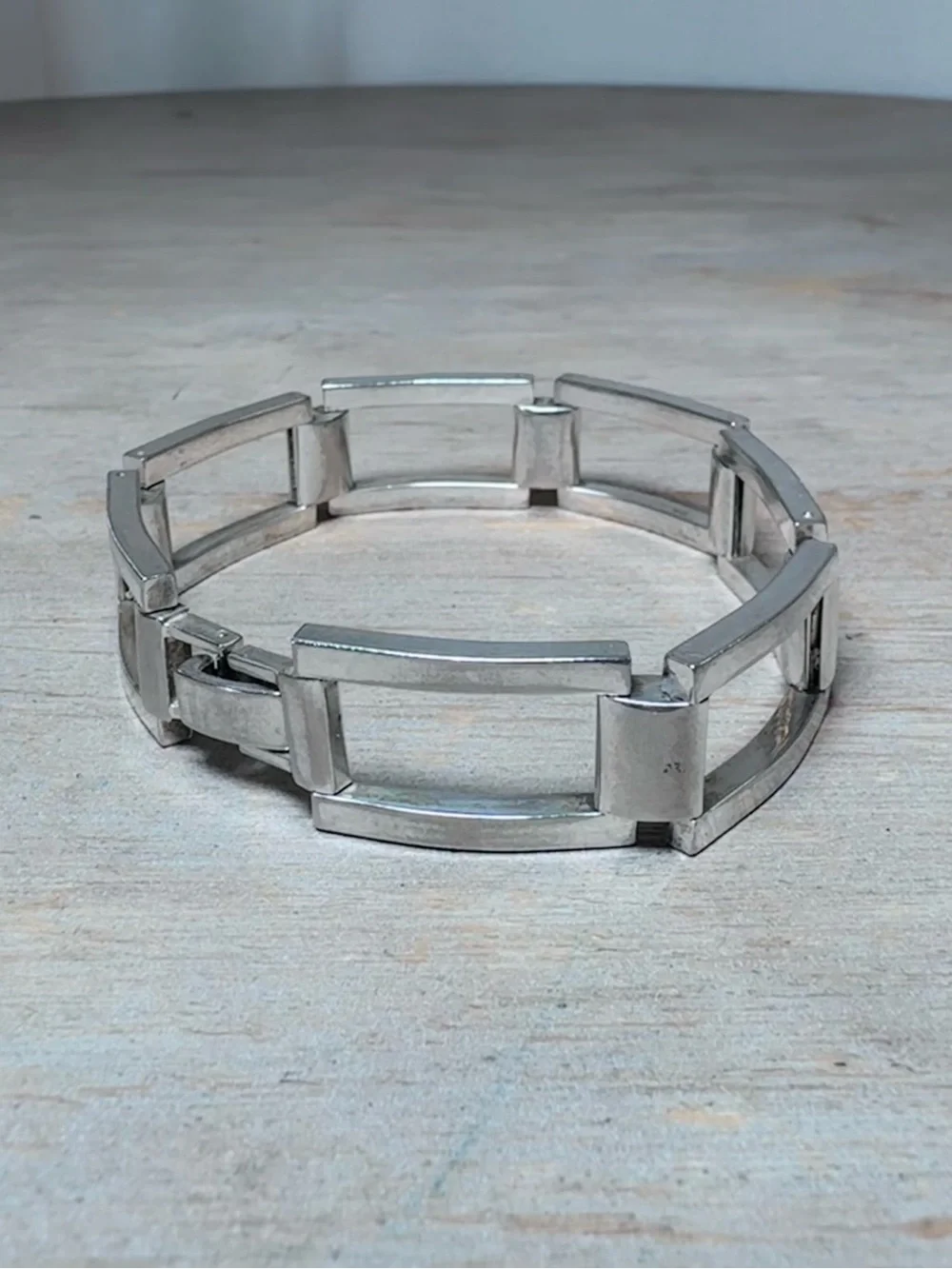 Vintage 925 Sterling Silver Rectangle Link Bracelet